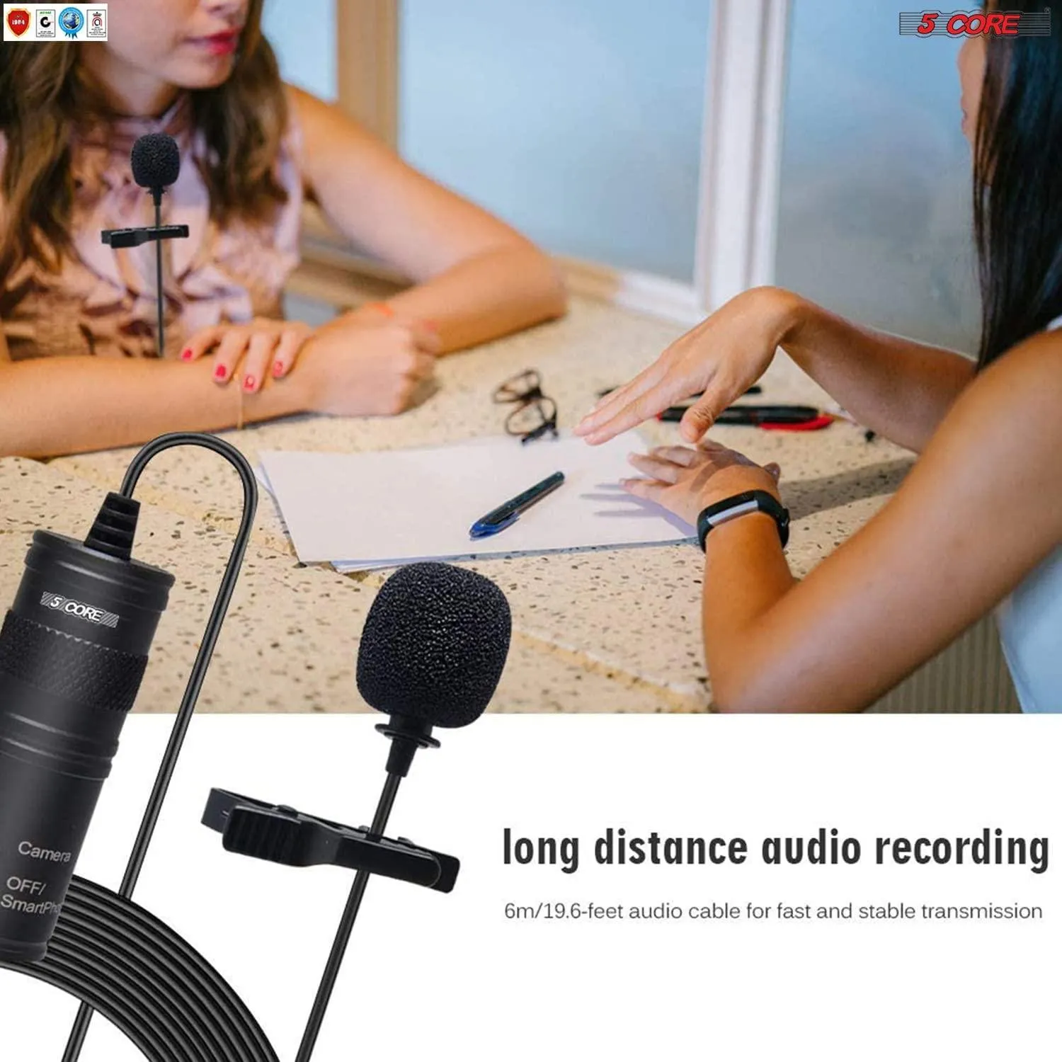 5 Core Professional Microphone Lavalier Mic Microphone for Phone, Clip