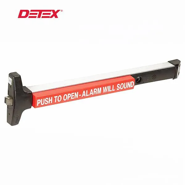 Detex - V40-EB-CD - Power Alarmed Rim Exit Device - 36" Door Width - Cylinder Dogging - 628 - Satin Aluminum - 10 Year Warranty