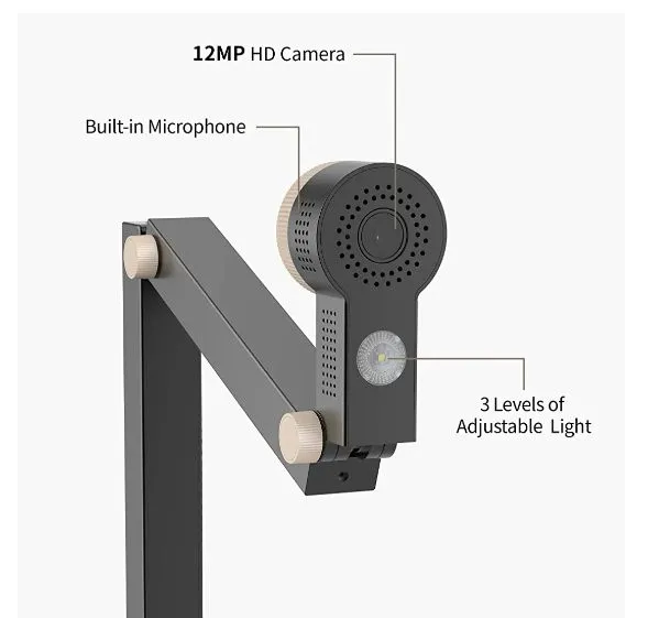 (Electronics) CZUR Fancy S Pro 12MP USB Document Camera/4K Webcam with Microphone and LED Light/Up to 60fps/Auto Focus/For Remote Teaching, Live Streaming, Web Conference/Mac and Windows