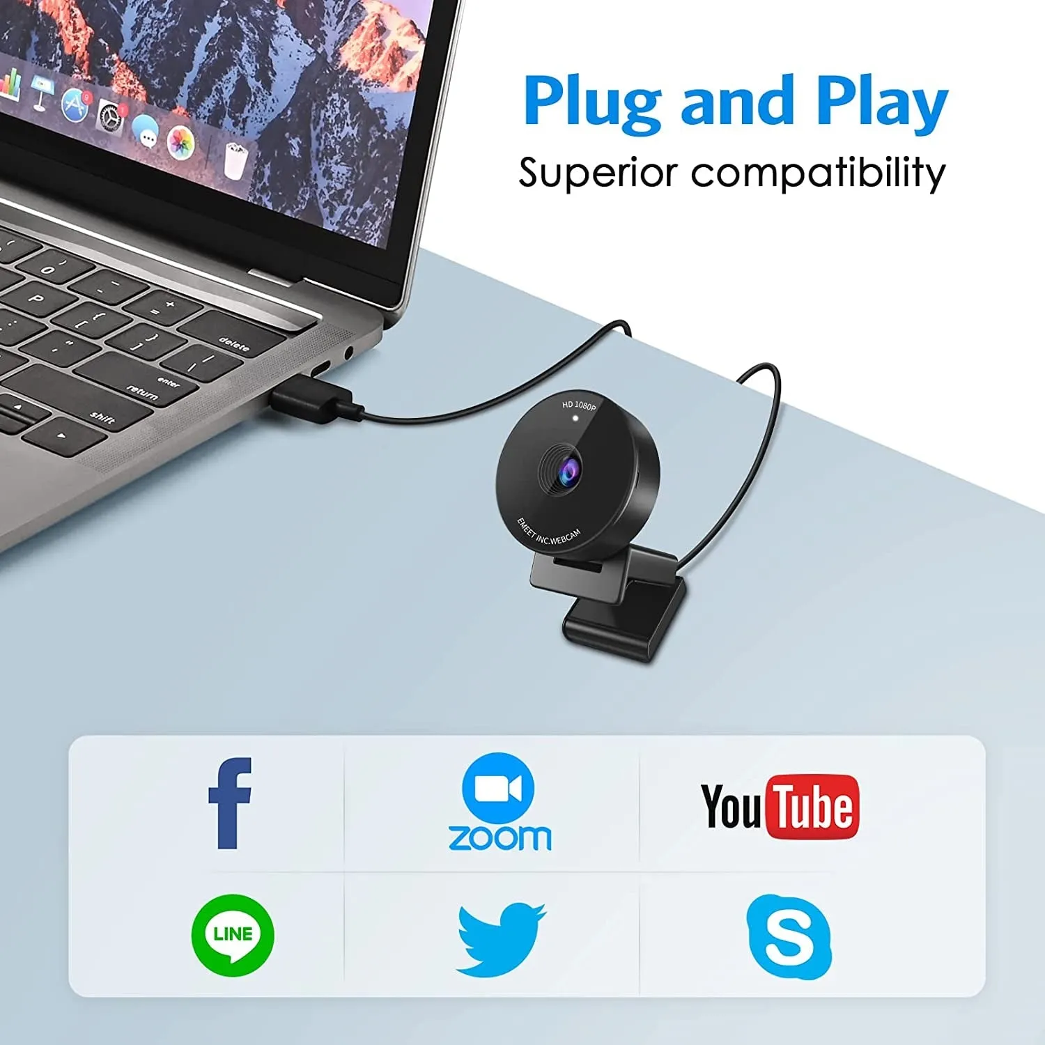 EMEET 1080P Webcam with Microphone - 96° Ultra Wide Angle Webcam Auto Focus Webcam with Privacy Computer Camera Cover, C965 PC Camera for Online Meeting/Classes/Streaming,Zoom/Skype/Youtube