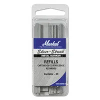 Silver-Streak Mechanical Welder's Pencil Refill, Silver, Flat