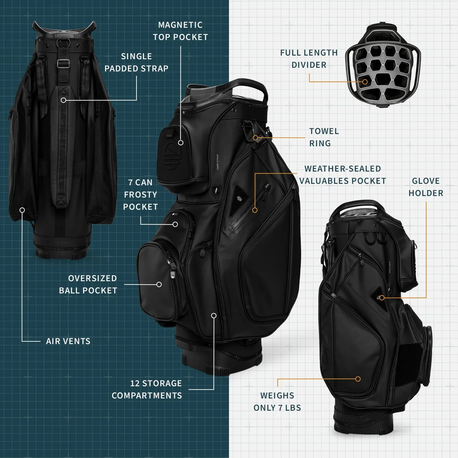 Sunday Golf The Big Rig S-Class | Black Vegan Leather