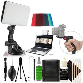 Vivitar 120 Led Video Conference Lighting Kit for Laptops and Monitors with Tabletop Tripod with Cleaning Kit